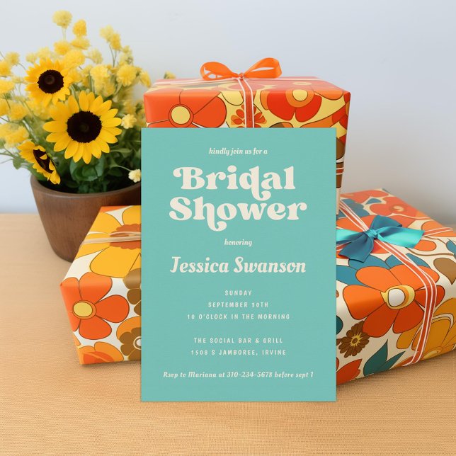 Robins Egg Blue Cream Retro Brautparty Einladung (Von Creator hochgeladen)