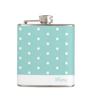 Robin's Egg Blue Jewelry Box mit Polka Dots Flachmann