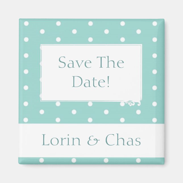 Robin's Egg Blue Jewelry Box mit Polka Dots Magnet (Vorne)