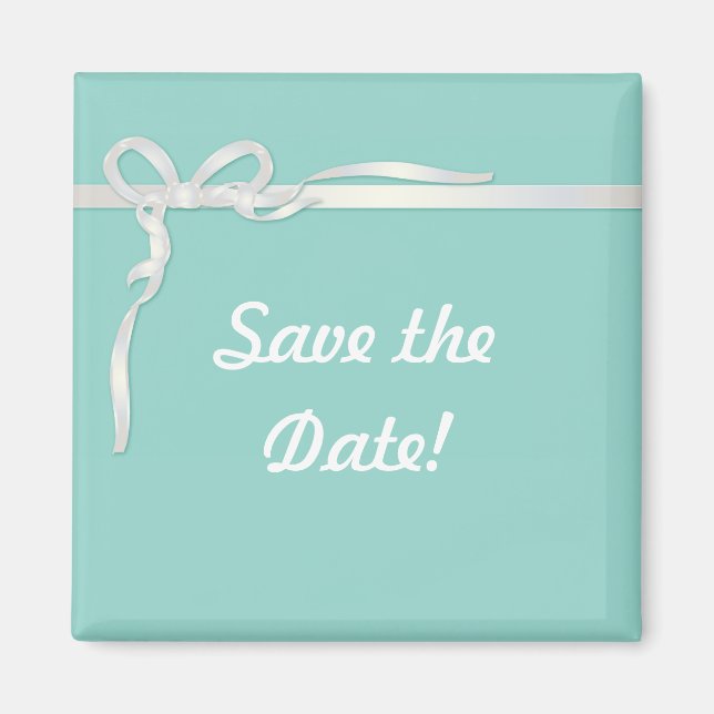 Robin's Egg Blue Jewelry Box mit weißem Band Magnet (Vorne)