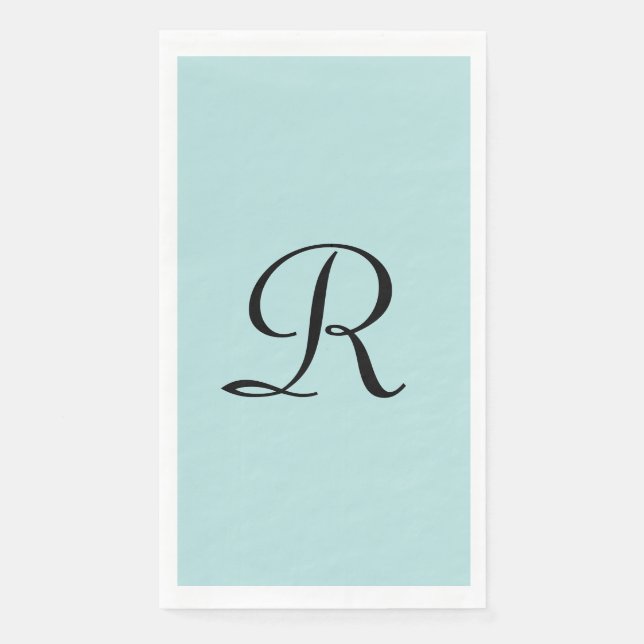 Robin's Egg Blue Mit Monogramm Paper Handtuch Serviette (Vorderseite)