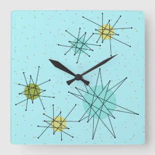 Robins Ei-blaue AtomSternexplosion-Wand-Uhr Quadratische Wanduhr