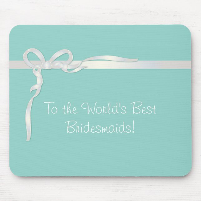 Robins Ei-blaues Schmuckkästchen mit weißem Band Mousepad (Vorne)