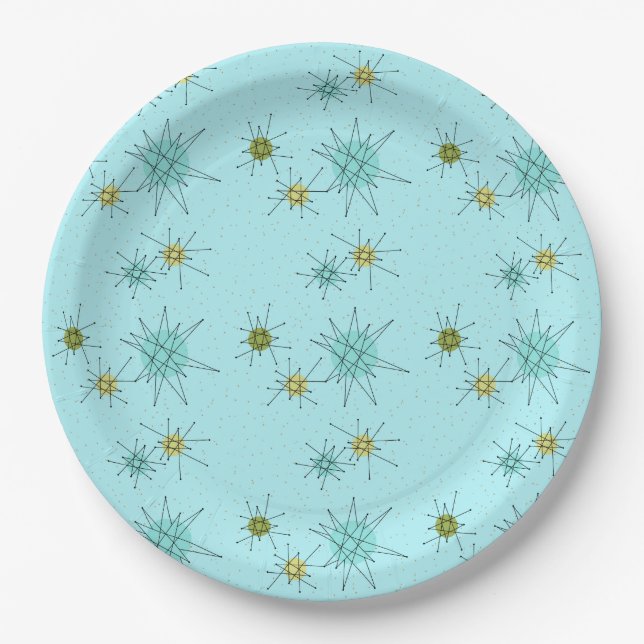 Robin's Ei Blue Atomic Sternexplosion Paper Plate Pappteller (Vorderseite)