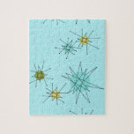Robin's Ei Blue Atomic Sternexplosionen Puzzle<br><div class="desc">Dieses robuste Ei Blue Iconic Atomic Sternexplosion Puzzle (Großdruck) Muster verfügt über die ikonischen atomaren Sternexplosionen. Das stimmt! Die alte Schule, robinfarbener Hintergrund mit goldenen Falten ist der perfekte Hintergrund für die lebendigen, türkisfarbenen, beruhigenden Sellerie und die kitschigen Birnen-grünen Kreise. Die Farbflecken sind sporadisch in verschiedenen Größen platziert, mit überlegenen...</div>