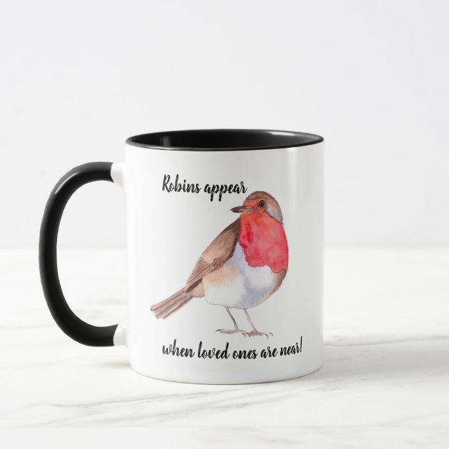 Robins erscheinen, wenn die Liebsten nahe sind! Tasse (Links)
