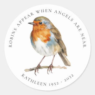 Robins erscheinen, wenn Engel in der Nähe sind Runder Aufkleber