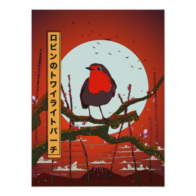 Robins Hochsitz bei Dämmerung Poster (Vorderseite)