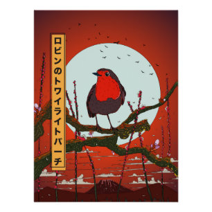 Robins Hochsitz in der Dämmerung Poster