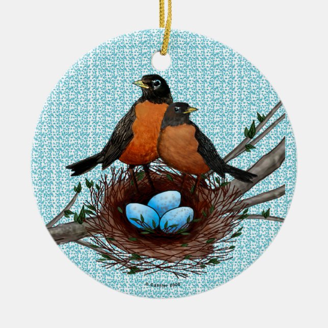 Robins Nest nom personnalisé ornement (Devant)