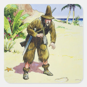 Robinson Crusoe, "von den Blicken in die Quadratischer Aufkleber