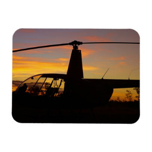 Robinson R44 Hubschrauber bei Sonnenuntergang Magnet
