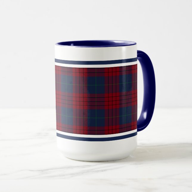 Robinson Tartan Navy Blau und Rot Kariert Tasse (VorderseiteRechts)
