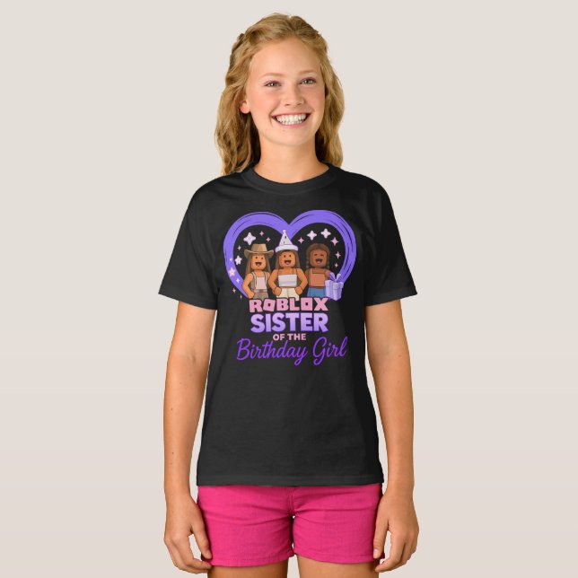 Roblox Soeur Fille Anniversaire T-shirt (Devant entier)