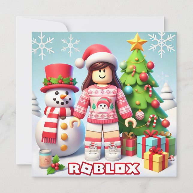 Robloxos klassische Weihnachtskarte für Kinder Feiertagskarte (Vorderseite)