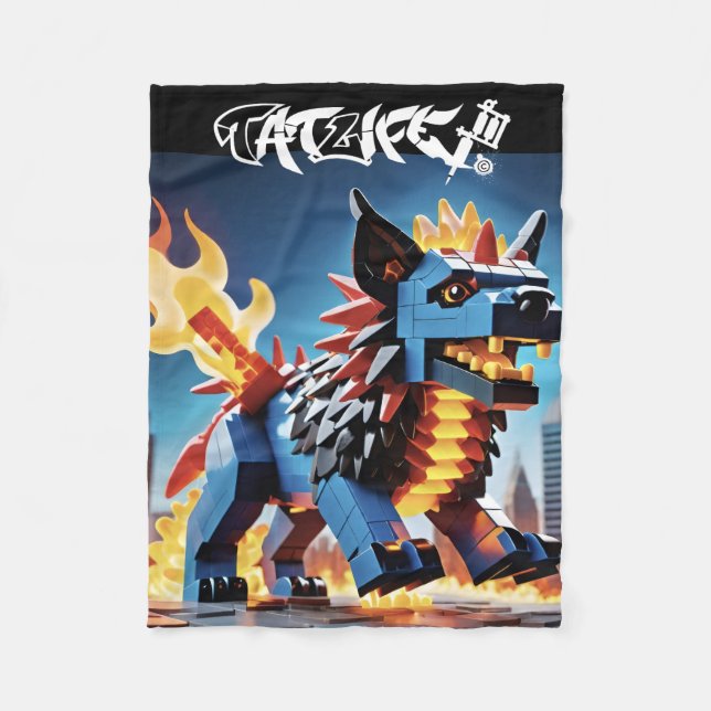 Robo-Block Pup Fleece Blanket (Vorderseite)