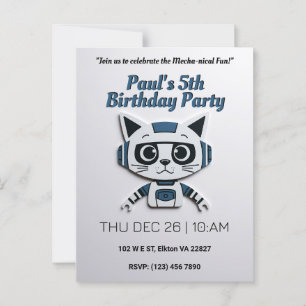 Robo Cat Birthday Party - Futuristischer Feline Fu Postkarte