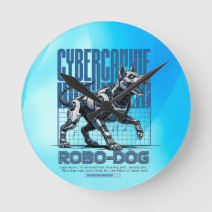 Robo Hund – Futuristischer Cyber Canide Runde Wanduhr