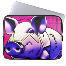 ROBO PIG iPad Abdeckung. Bearbeitbarer Text. Lapto