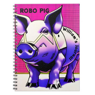 ROBO PIG Journal. Bearbeitbarer Text. Notizblock