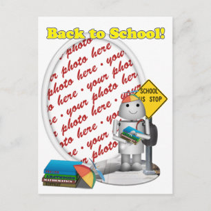 Robo-x9 Goes Back to School Photo Frame Postkarte