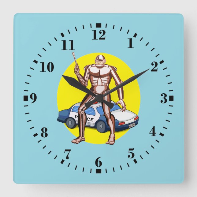 Robocop Quadratische Wanduhr (Vorderseite)