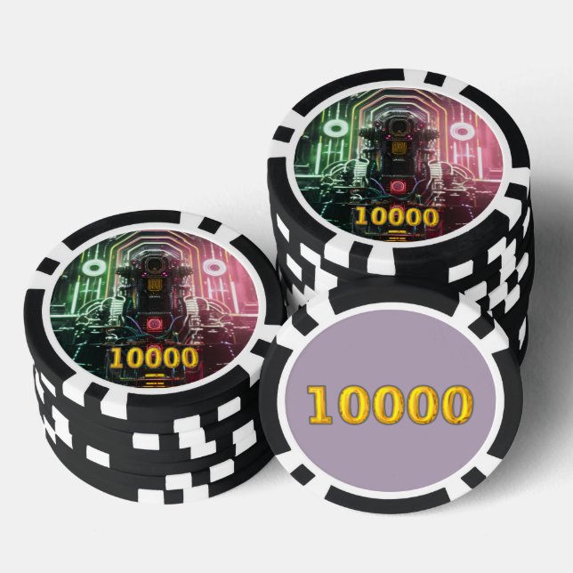Robot 1 Black gold 10000 gestreifter Poker-Chip Pokerchips (Stapel)