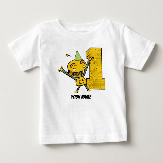 Robot 1. Geburtstag Baby T-shirt (Vorderseite)