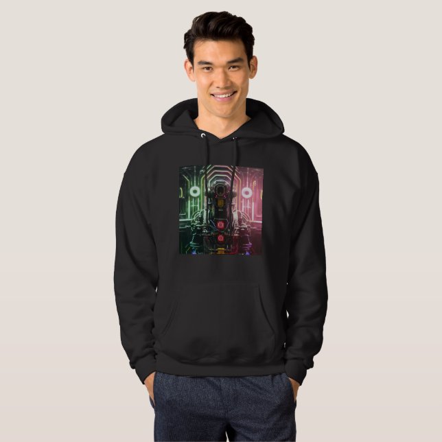 Robot 1 men Schwarz-Kapuzenpullover Hoodie (Vorne ganz)
