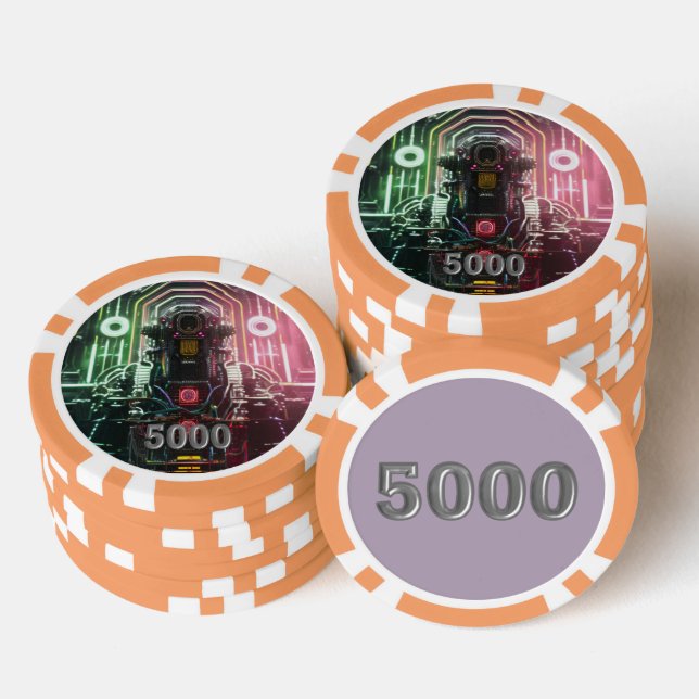 Robot 1 orange 5000 gestreifter Poker-Chip Pokerchips (Stapel)