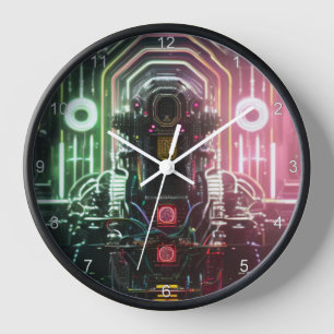 Robot 1 schwarze Wanduhr mit Zahlen