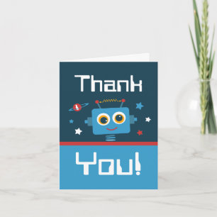 Robot 1st Birthday Thank You Notes Dankeskarte