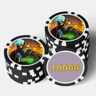 Robot 2 Black gold 10000 gestreifter Poker-Chip Pokerchips