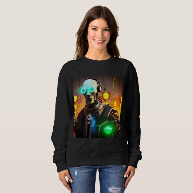 Robot 2 femmes sweatshirt noir (Devant entier)