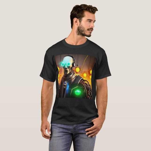 Robot 2 men Schwarzer T - Shirt (Vorne ganz)