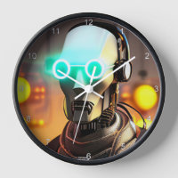 Robot 2 schwarze Wanduhr mit Zahlen