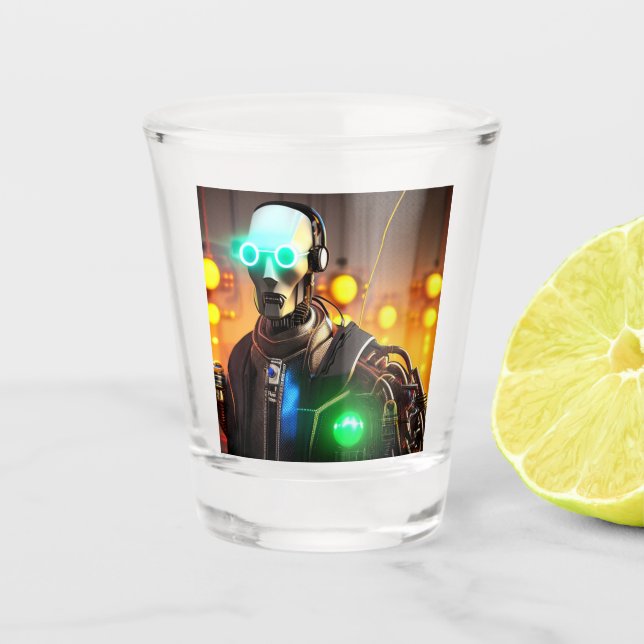 Robot-2-Shotglas Schnapsglas (Vorderseite)