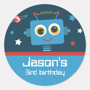 Robot 3. Geburtstag Custom Stickers