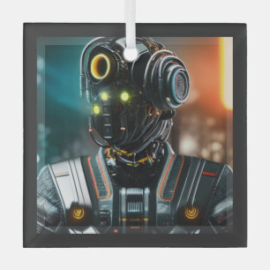 Robot 3 quadratischer Glasornament Ornament Aus Glas