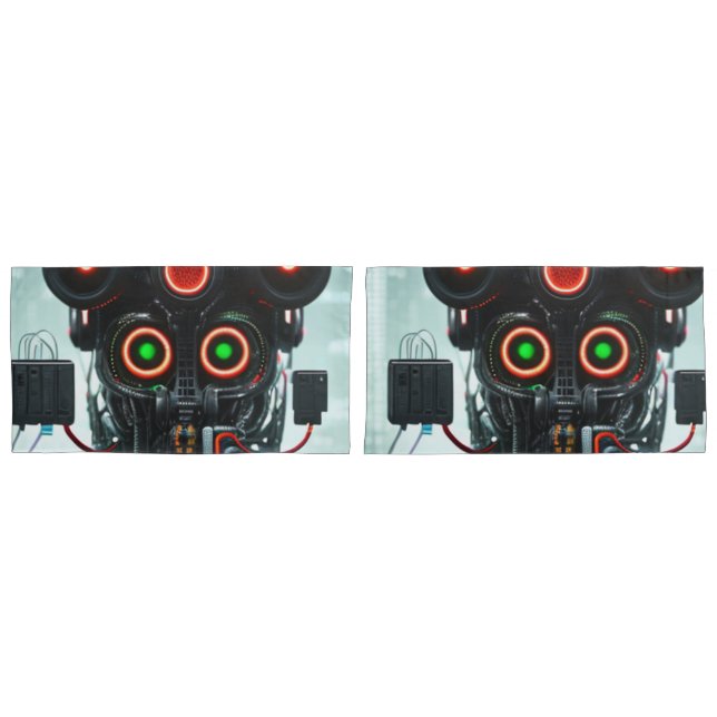 Robot 3 taies d'oreillers gris king (devant-Set)