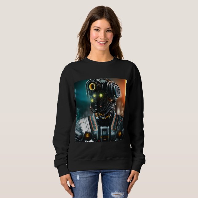 Robot 3 Women Black Sweatshirt (Vorne ganz)