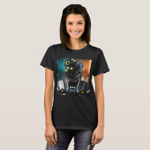 Robot 3 Women Black T - Shirt