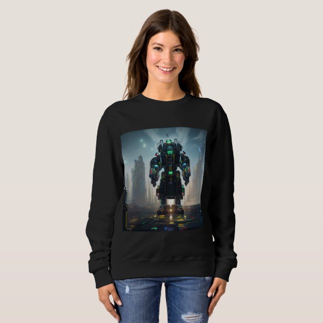 Robot 4 femmes sweatshirt noir (Devant entier)