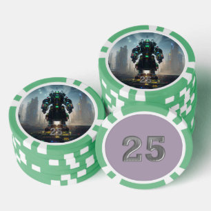 Robot 4 grüner 25-Streifen-Poker-Chip Pokerchips