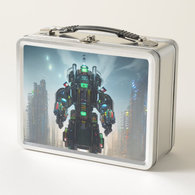 Robot-4-Lunchbox Metall Brotdose (Vorderseite)