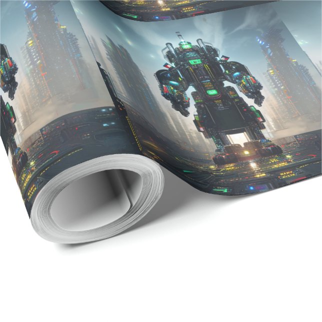 Robot-4-Mattpapier Geschenkpapier (Rolleneckpunkt)