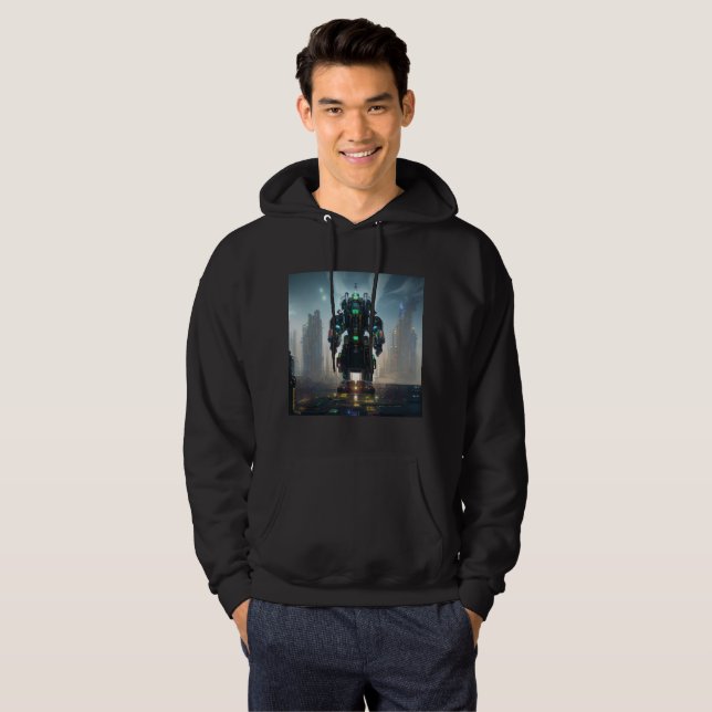 Robot 4 men schwarz gekleidetes Sweatshirt (Vorne ganz)