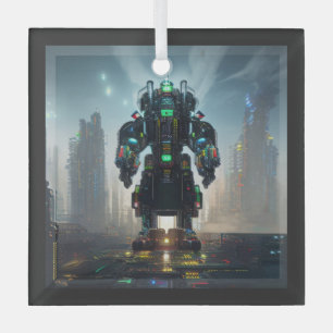 Robot 4 ornement en verre carré