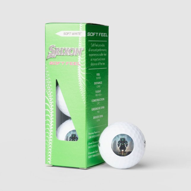 Robot 4 Srixon Soft Feel Golfbälle 3 pk (Verpackung)