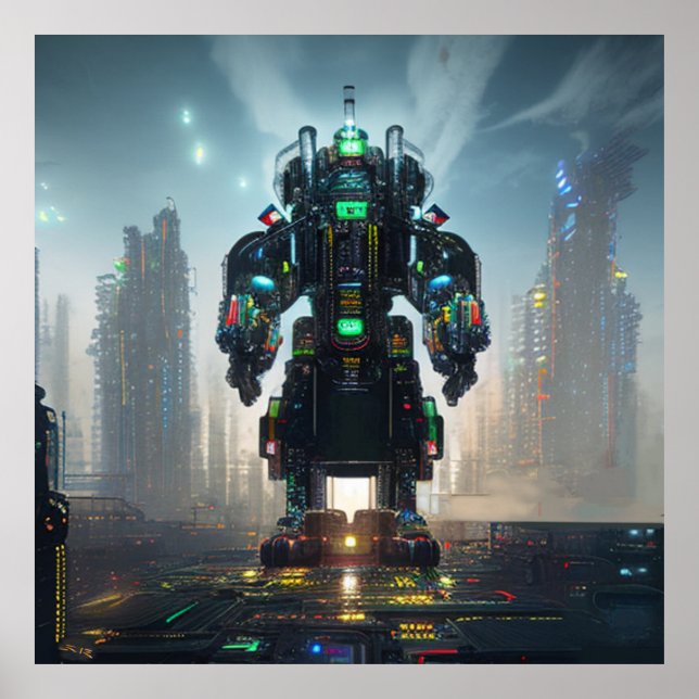 Robot-4-Werteposter Poster (Vorne)